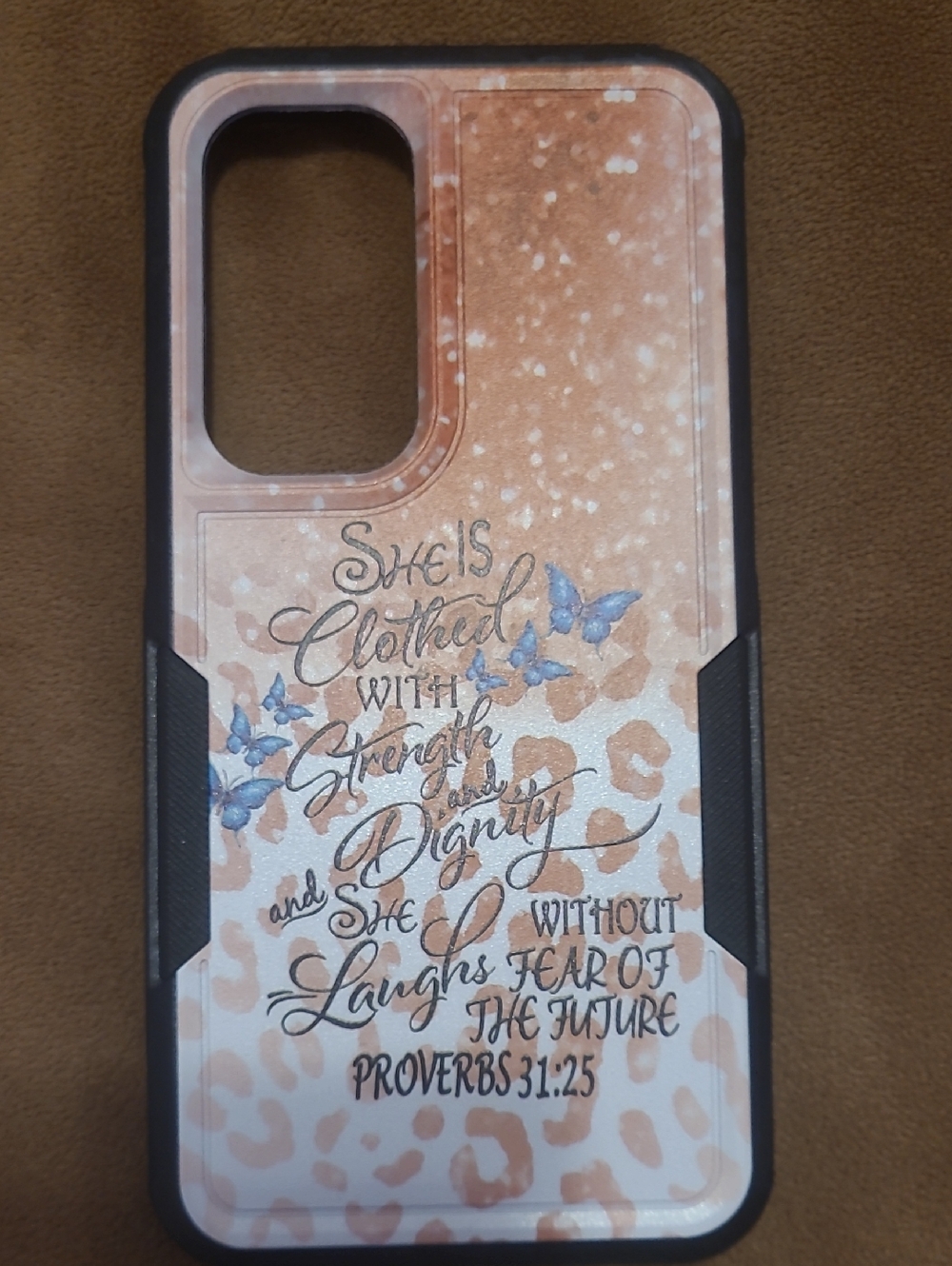 Floral Script Leopard Phone Case - Peach White